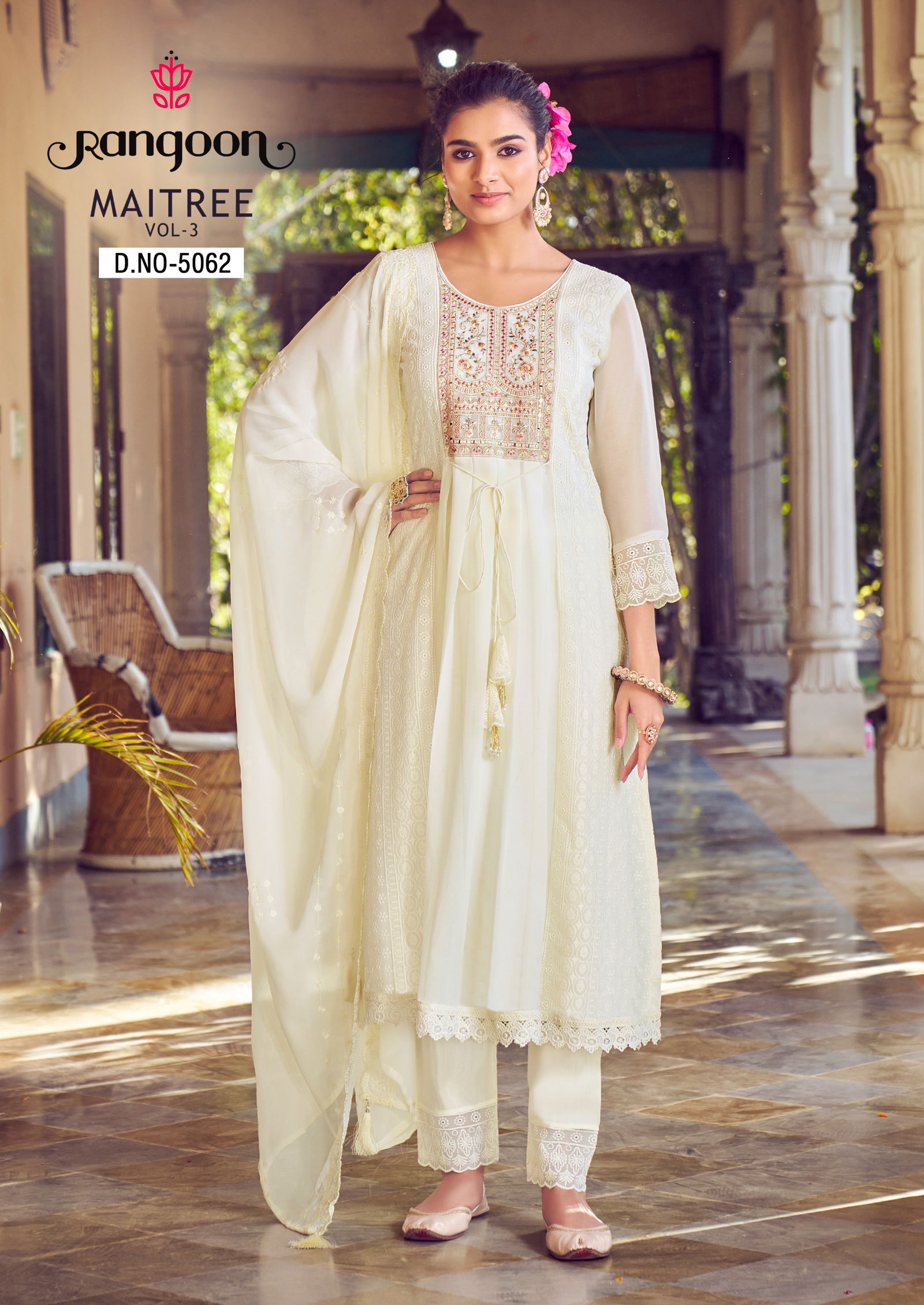Maitree Vol 3 By Rangoon Embroidery Georgette Kurti With Bottom Dupatta Wholesale Market In Surat
